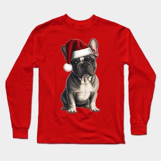 Santa French Bulldog Long Sleeve T-Shirt